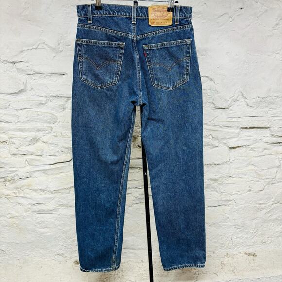 Vintage Levis 505 Jeans 32 Blue 90s Workwear Dark Wash Straight Leg Faded - Picture 5 of 6